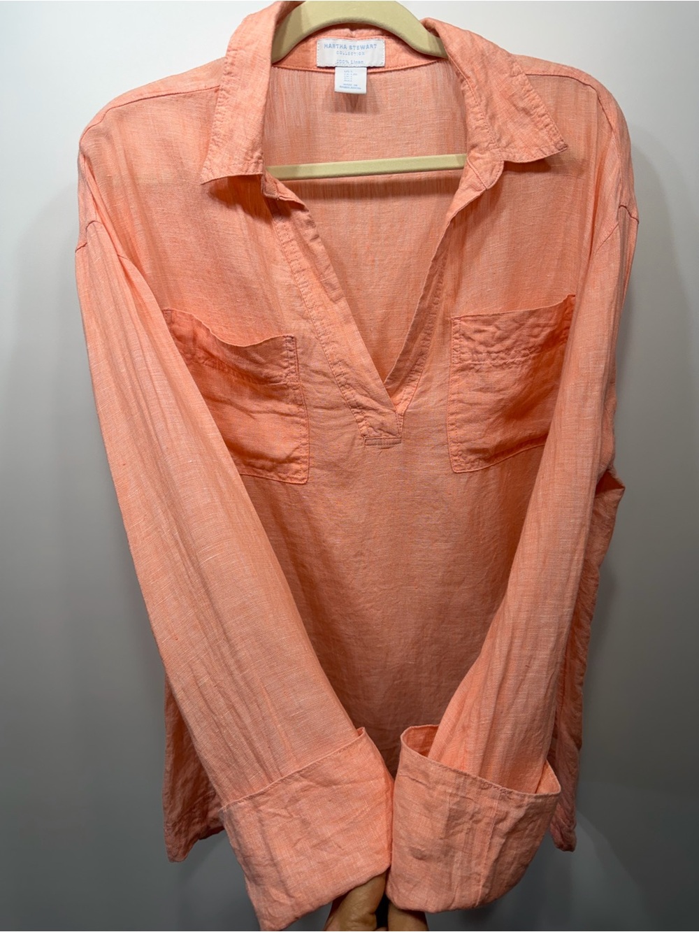 Martha Stewart Coral Peach Button-Down Shirt Size L - Picture 5 of 12